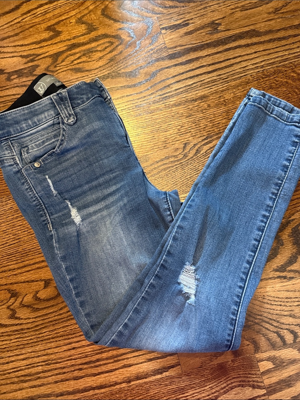 Wit & Wisdom Faded Blue Distressed Skinny Jeans